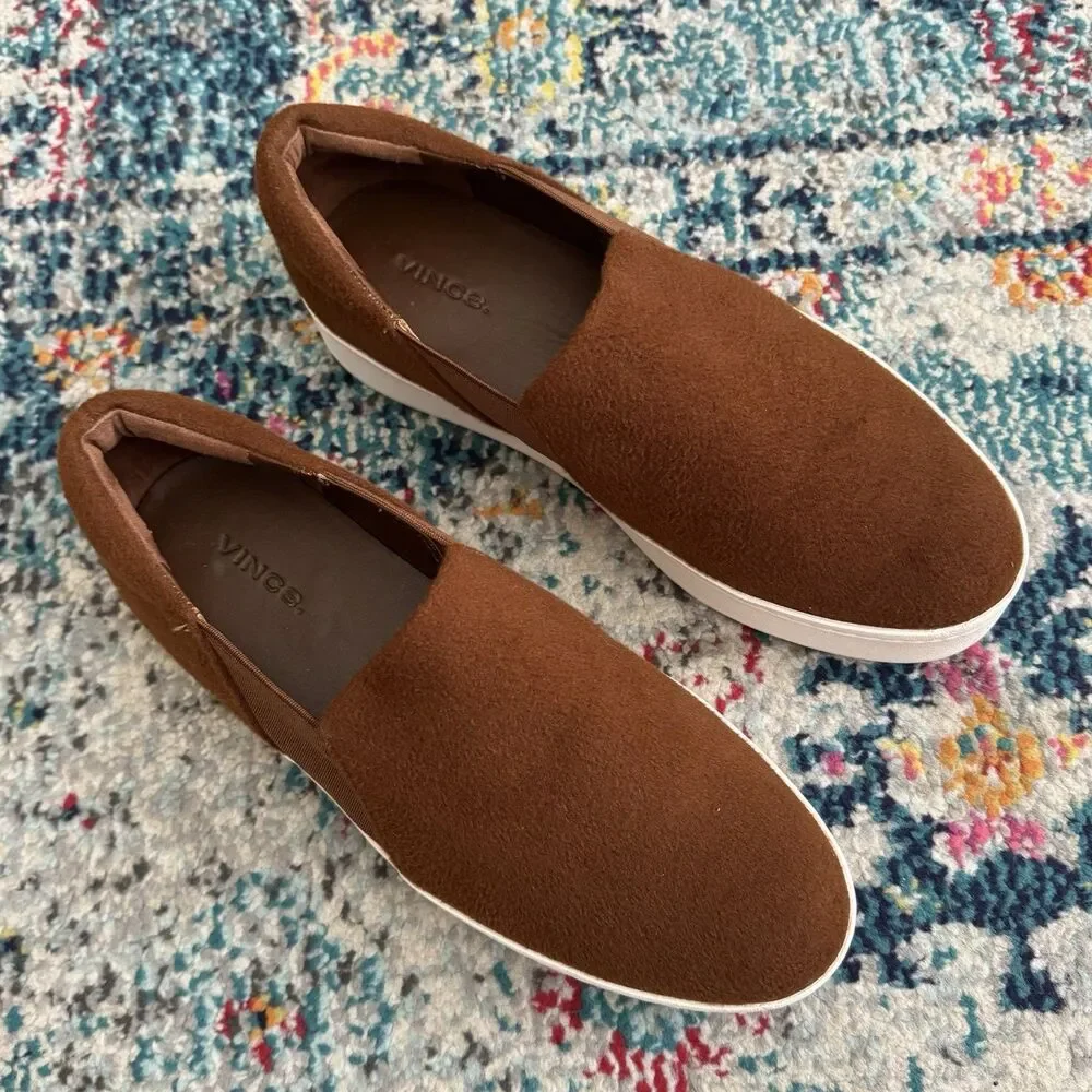 Vince Warren Brown Platform Slip-On Sneakers Women’s Size 8.5 - Picture 2 of 6